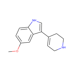 COc1ccc2[nH]cc(C3=CCNCC3)c2c1 ZINC000002568243