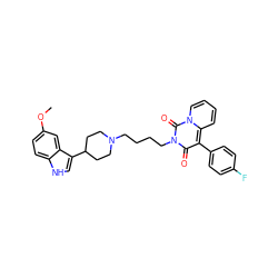 COc1ccc2[nH]cc(C3CCN(CCCCn4c(=O)c(-c5ccc(F)cc5)c5ccccn5c4=O)CC3)c2c1 ZINC000049872288