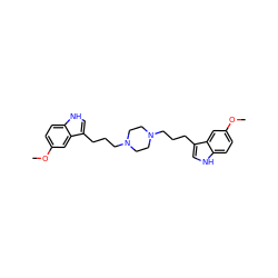 COc1ccc2[nH]cc(CCCN3CCN(CCCc4c[nH]c5ccc(OC)cc45)CC3)c2c1 ZINC000103253721