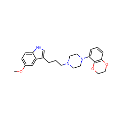 COc1ccc2[nH]cc(CCCN3CCN(c4cccc5c4OCCO5)CC3)c2c1 ZINC000013674823