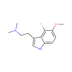 COc1ccc2[nH]cc(CCN(C)C)c2c1F ZINC000013835553