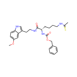 COc1ccc2[nH]cc(CCNC(=O)[C@H](CCCCNC(C)=S)NC(=O)OCc3ccccc3)c2c1 ZINC000096283208