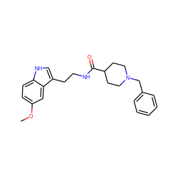 COc1ccc2[nH]cc(CCNC(=O)C3CCN(Cc4ccccc4)CC3)c2c1 ZINC000603326646