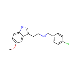 COc1ccc2[nH]cc(CCNCc3ccc(Cl)cc3)c2c1 ZINC000004344054