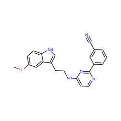 COc1ccc2[nH]cc(CCNc3ccnc(-c4cccc(C#N)c4)n3)c2c1 ZINC000004265022
