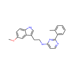 COc1ccc2[nH]cc(CCNc3ccnc(-c4ccccc4C)n3)c2c1 ZINC000004239335