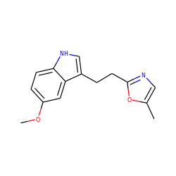 COc1ccc2[nH]cc(CCc3ncc(C)o3)c2c1 ZINC000218713925