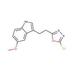 COc1ccc2[nH]cc(CCc3nnc(S)o3)c2c1 ZINC000473170086