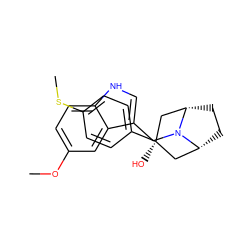 COc1ccc2[nH]cc(CN3[C@H]4CC[C@@H]3C[C@@](O)(c3ccc(SC)cc3)C4)c2c1 ZINC000101185202