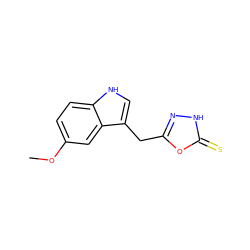 COc1ccc2[nH]cc(Cc3n[nH]c(=S)o3)c2c1 ZINC000218661537