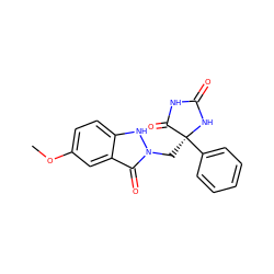 COc1ccc2[nH]n(C[C@@]3(c4ccccc4)NC(=O)NC3=O)c(=O)c2c1 ZINC000035825534