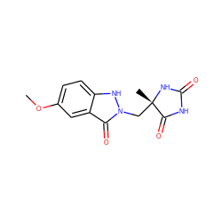 COc1ccc2[nH]n(C[C@]3(C)NC(=O)NC3=O)c(=O)c2c1 ZINC000034639607