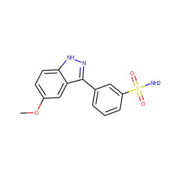 COc1ccc2[nH]nc(-c3cccc(S(N)(=O)=O)c3)c2c1 ZINC000199586556