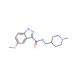 COc1ccc2[nH]nc(C(=O)NCC3CCN(C)CC3)c2c1 ZINC000653757245