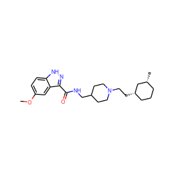 COc1ccc2[nH]nc(C(=O)NCC3CCN(CC[C@H]4CCC[C@@H](C)C4)CC3)c2c1 ZINC000221875397