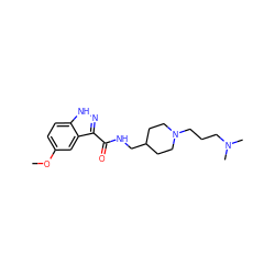 COc1ccc2[nH]nc(C(=O)NCC3CCN(CCCN(C)C)CC3)c2c1 ZINC000653758616