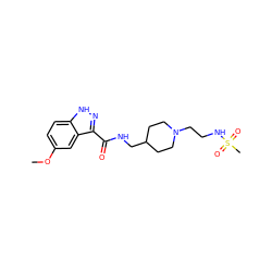 COc1ccc2[nH]nc(C(=O)NCC3CCN(CCNS(C)(=O)=O)CC3)c2c1 ZINC000653758760