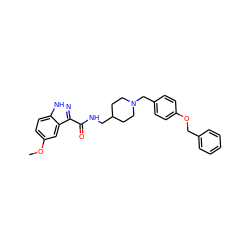 COc1ccc2[nH]nc(C(=O)NCC3CCN(Cc4ccc(OCc5ccccc5)cc4)CC3)c2c1 ZINC000205819229