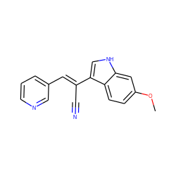 COc1ccc2c(/C(C#N)=C/c3cccnc3)c[nH]c2c1 ZINC000145033018