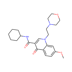 COc1ccc2c(=O)c(C(=O)NC3CCCCC3)cn(CCN3CCOCC3)c2c1 ZINC000028962208