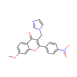 COc1ccc2c(=O)c(Cn3ccnc3)c(-c3ccc([N+](=O)[O-])cc3)oc2c1 ZINC000036088213