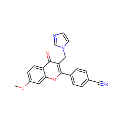 COc1ccc2c(=O)c(Cn3ccnc3)c(-c3ccc(C#N)cc3)oc2c1 ZINC000036088216