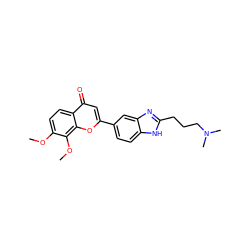 COc1ccc2c(=O)cc(-c3ccc4[nH]c(CCCN(C)C)nc4c3)oc2c1OC ZINC000013586398