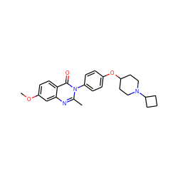 COc1ccc2c(=O)n(-c3ccc(OC4CCN(C5CCC5)CC4)cc3)c(C)nc2c1 ZINC000045484665