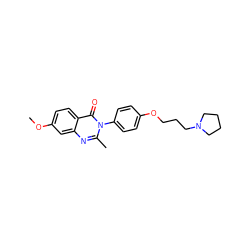 COc1ccc2c(=O)n(-c3ccc(OCCCN4CCCC4)cc3)c(C)nc2c1 ZINC000040918921