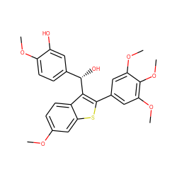 COc1ccc2c([C@@H](O)c3ccc(OC)c(O)c3)c(-c3cc(OC)c(OC)c(OC)c3)sc2c1 ZINC000026403654