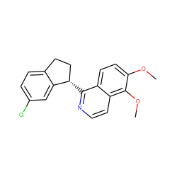 COc1ccc2c([C@H]3CCc4ccc(Cl)cc43)nccc2c1OC ZINC000474609628