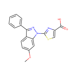 COc1ccc2c(-c3ccccc3)nn(-c3nc(C(=O)O)cs3)c2c1 ZINC000103254795