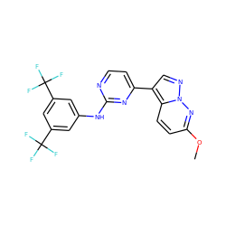 COc1ccc2c(-c3ccnc(Nc4cc(C(F)(F)F)cc(C(F)(F)F)c4)n3)cnn2n1 ZINC000013582633