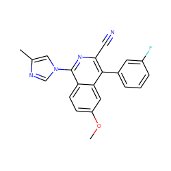 COc1ccc2c(-n3cnc(C)c3)nc(C#N)c(-c3cccc(F)c3)c2c1 ZINC000038149677