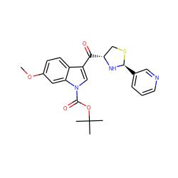 COc1ccc2c(C(=O)[C@@H]3CS[C@@H](c4cccnc4)N3)cn(C(=O)OC(C)(C)C)c2c1 ZINC000013737555