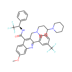 COc1ccc2c(C(=O)N[C@H](c3ccccc3)C(F)(F)F)c(CN3CCC(N4CCCCC4)CC3)c(-c3cccc(C(F)(F)F)c3)nc2c1 ZINC001772624951