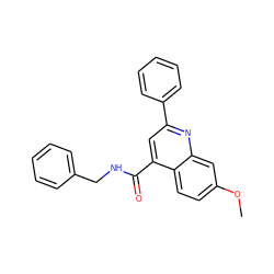 COc1ccc2c(C(=O)NCc3ccccc3)cc(-c3ccccc3)nc2c1 ZINC000013762329