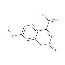 COc1ccc2c(C(=O)O)cc(=O)oc2c1 ZINC000013548082