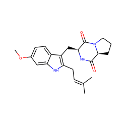 COc1ccc2c(C[C@@H]3NC(=O)[C@@H]4CCCN4C3=O)c(CC=C(C)C)[nH]c2c1 ZINC000014824006