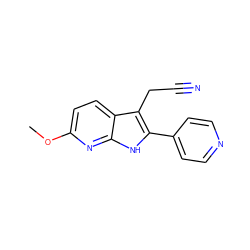 COc1ccc2c(CC#N)c(-c3ccncc3)[nH]c2n1 ZINC001772621493