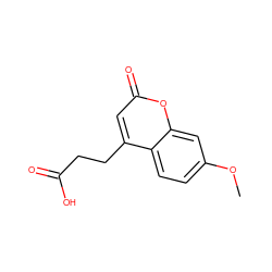 COc1ccc2c(CCC(=O)O)cc(=O)oc2c1 ZINC000026024409