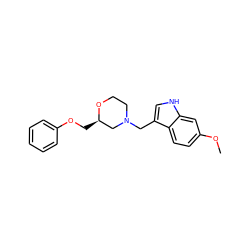 COc1ccc2c(CN3CCO[C@H](COc4ccccc4)C3)c[nH]c2c1 ZINC000653726690