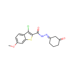 COc1ccc2c(Cl)c(C(=O)N/N=C3\CCCC(=O)C3)sc2c1 ZINC000100559813