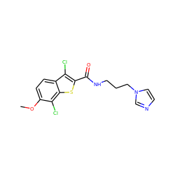 COc1ccc2c(Cl)c(C(=O)NCCCn3ccnc3)sc2c1Cl ZINC000100530125