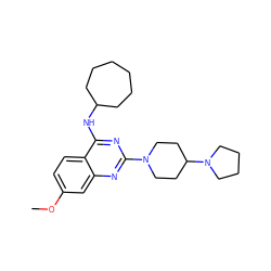 COc1ccc2c(NC3CCCCCC3)nc(N3CCC(N4CCCC4)CC3)nc2c1 ZINC000040860849