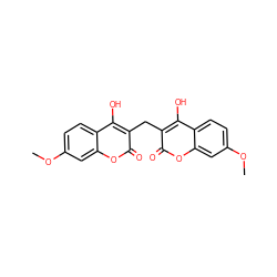 COc1ccc2c(O)c(Cc3c(O)c4ccc(OC)cc4oc3=O)c(=O)oc2c1 ZINC000006424491