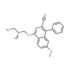 COc1ccc2c(OC[C@H](O)CO)nc(C#N)c(-c3ccccc3)c2c1 ZINC000034504574