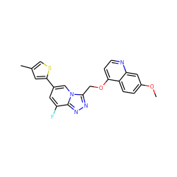 COc1ccc2c(OCc3nnc4c(F)cc(-c5cc(C)cs5)cn34)ccnc2c1 ZINC000141077021