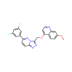 COc1ccc2c(OCc3nnc4ccc(-c5cc(F)cc(F)c5)nn34)ccnc2c1 ZINC000040953281