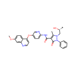 COc1ccc2c(Oc3ccc(NC(=O)c4c(C)n(C[C@@H](C)O)n(-c5ccccc5)c4=O)nc3)ccnc2c1 ZINC000084759505